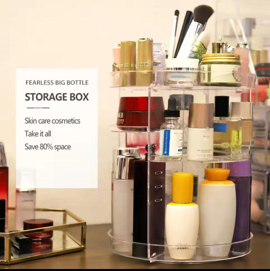 360 Degree Rotation Make Up Organizer Box Cosmetic Organizer Transparent Fashion Spin Multi-Function Detachable Acrylic