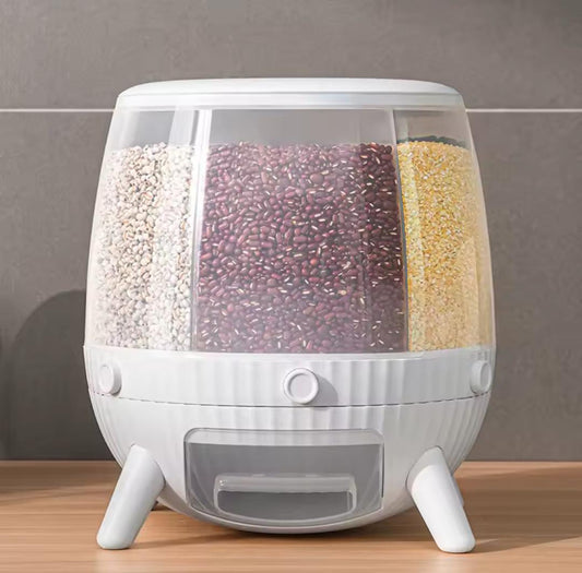6KG 360-degree Rotatable Multi-grain Storage Box with Moisture-proof Cover and Insect-proof Design